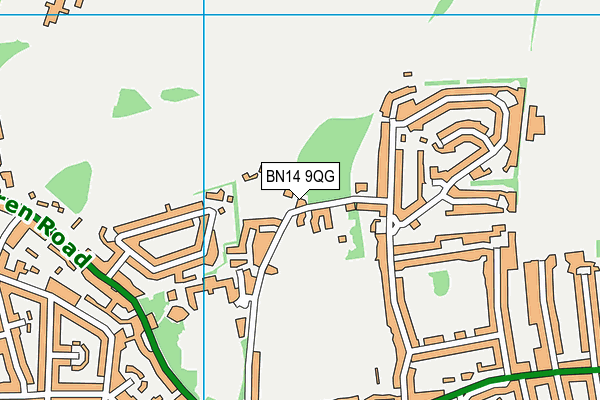 BN14 9QG map - OS VectorMap District (Ordnance Survey)