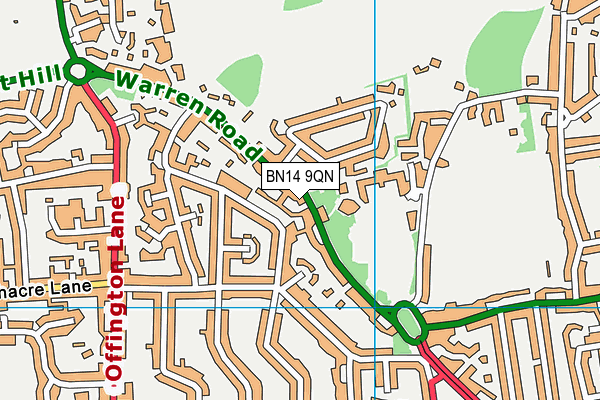 BN14 9QN map - OS VectorMap District (Ordnance Survey)