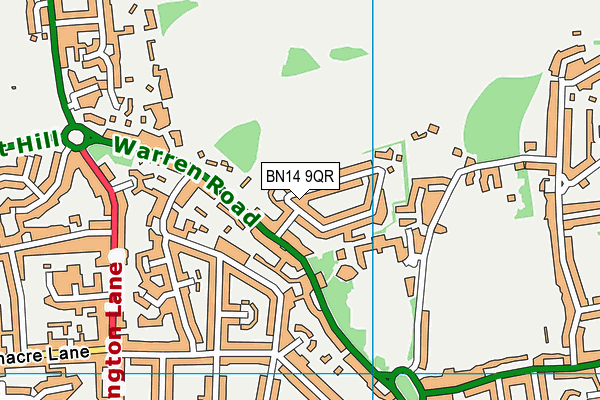 BN14 9QR map - OS VectorMap District (Ordnance Survey)