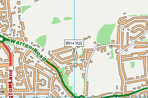 BN14 9QS map - OS VectorMap District (Ordnance Survey)