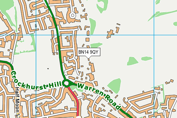 BN14 9QY map - OS VectorMap District (Ordnance Survey)