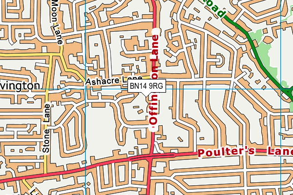 BN14 9RG map - OS VectorMap District (Ordnance Survey)