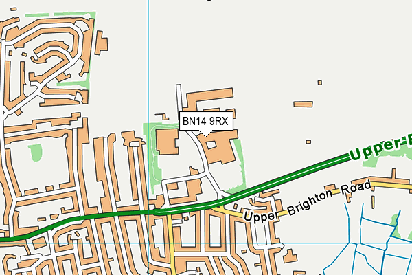 BN14 9RX map - OS VectorMap District (Ordnance Survey)