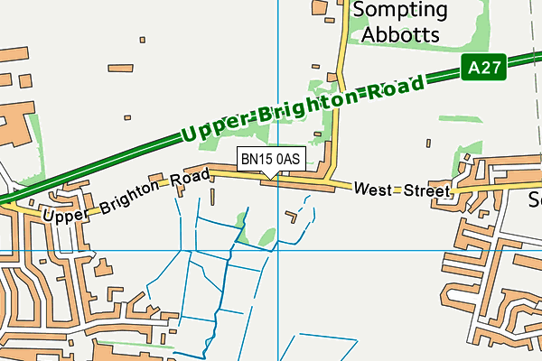 BN15 0AS map - OS VectorMap District (Ordnance Survey)