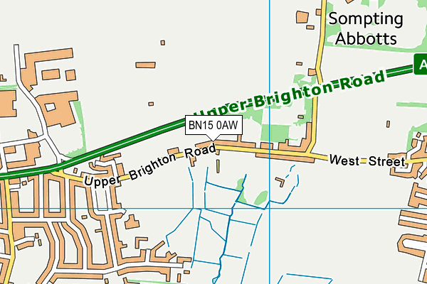 BN15 0AW map - OS VectorMap District (Ordnance Survey)