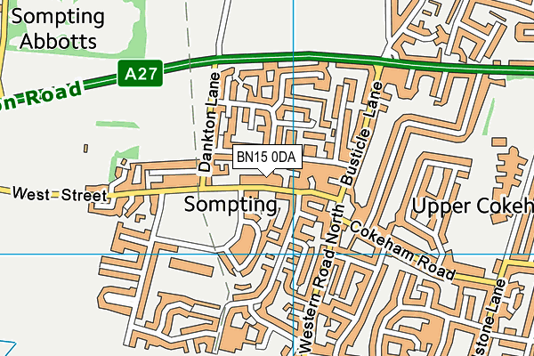 BN15 0DA map - OS VectorMap District (Ordnance Survey)
