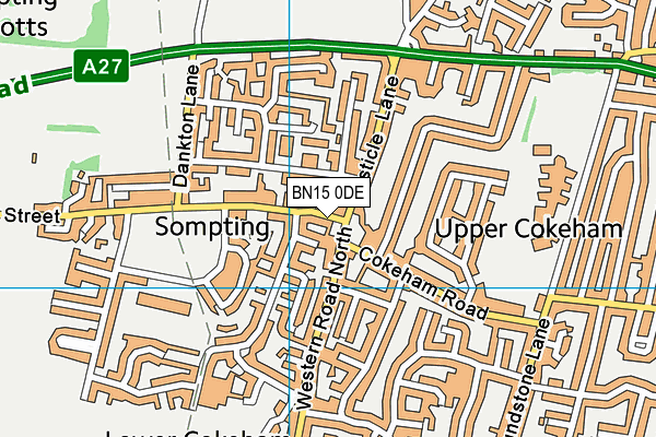 BN15 0DE map - OS VectorMap District (Ordnance Survey)