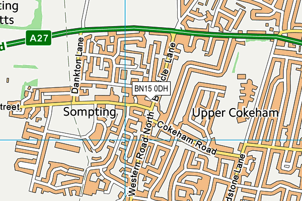 BN15 0DH map - OS VectorMap District (Ordnance Survey)