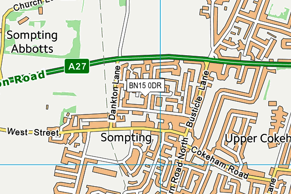 BN15 0DR map - OS VectorMap District (Ordnance Survey)
