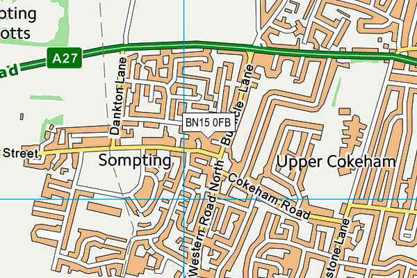 BN15 0FB map - OS VectorMap District (Ordnance Survey)