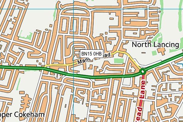 BN15 0HB map - OS VectorMap District (Ordnance Survey)