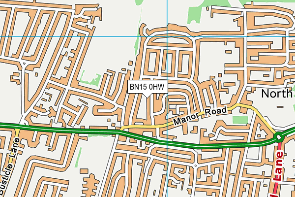 BN15 0HW map - OS VectorMap District (Ordnance Survey)