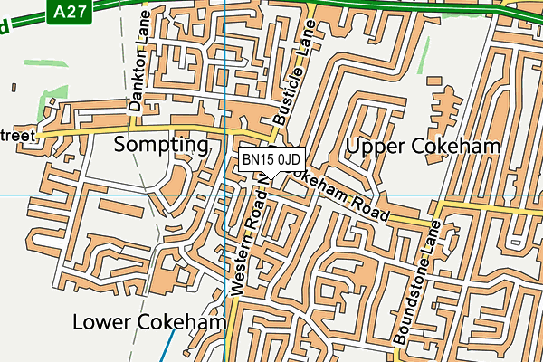 BN15 0JD map - OS VectorMap District (Ordnance Survey)