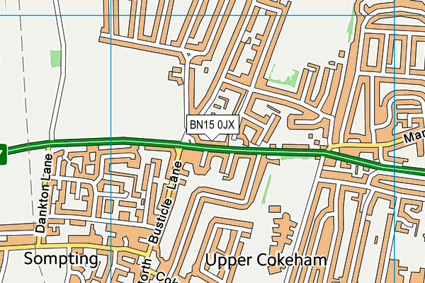 BN15 0JX map - OS VectorMap District (Ordnance Survey)