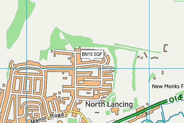 BN15 0QF map - OS VectorMap District (Ordnance Survey)