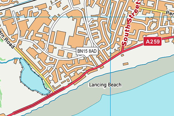 BN15 8AD map - OS VectorMap District (Ordnance Survey)