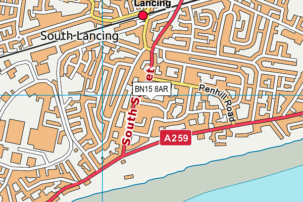 BN15 8AR map - OS VectorMap District (Ordnance Survey)