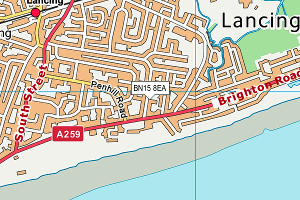 BN15 8EA map - OS VectorMap District (Ordnance Survey)