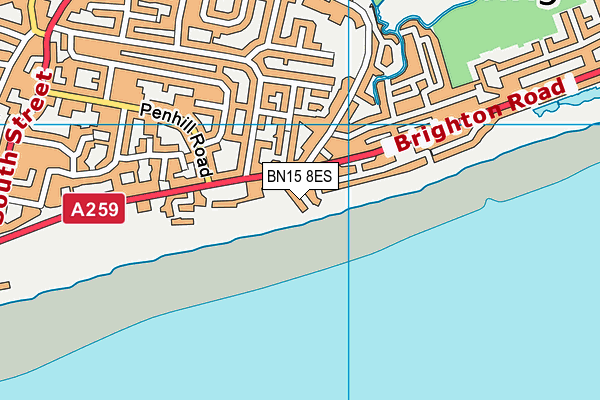 BN15 8ES map - OS VectorMap District (Ordnance Survey)