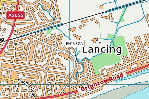 BN15 8GA map - OS VectorMap District (Ordnance Survey)