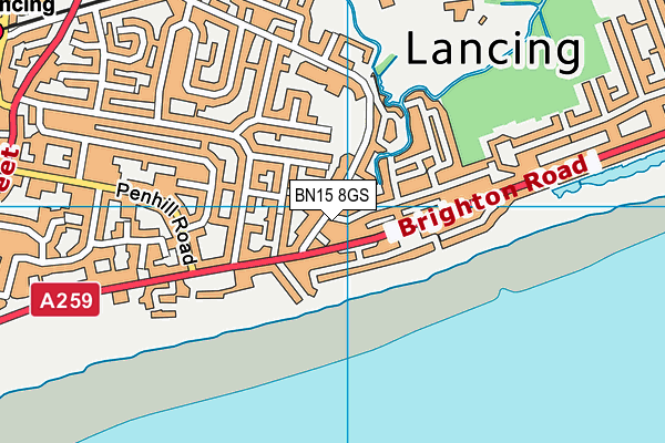 BN15 8GS map - OS VectorMap District (Ordnance Survey)