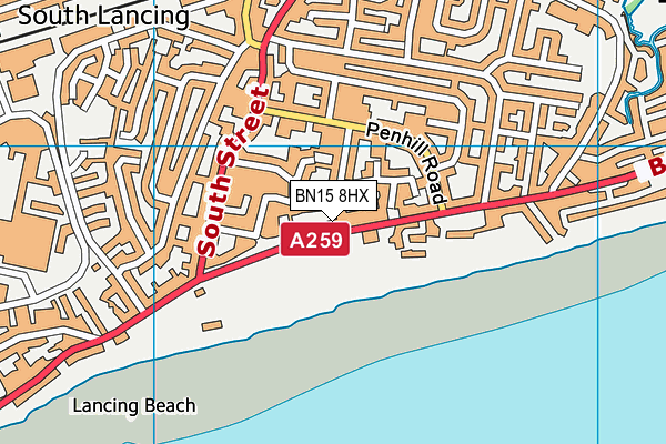 BN15 8HX map - OS VectorMap District (Ordnance Survey)