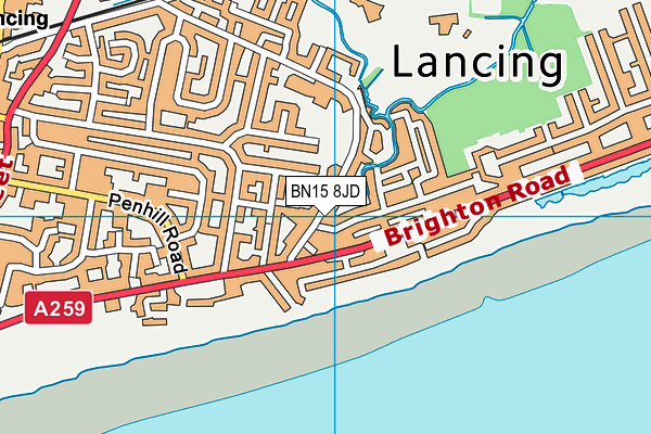 BN15 8JD map - OS VectorMap District (Ordnance Survey)