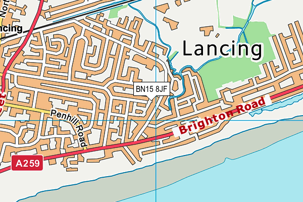 BN15 8JF map - OS VectorMap District (Ordnance Survey)
