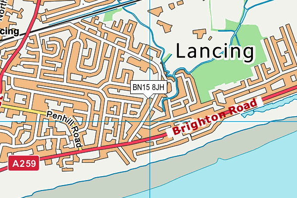 BN15 8JH map - OS VectorMap District (Ordnance Survey)