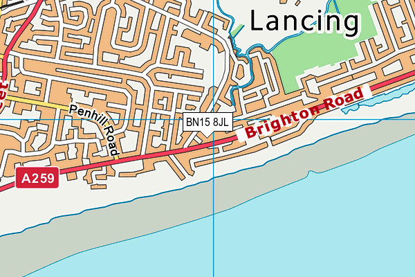 BN15 8JL map - OS VectorMap District (Ordnance Survey)