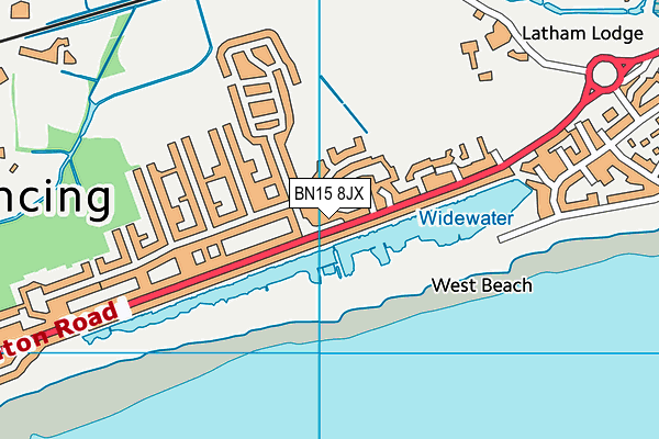 BN15 8JX map - OS VectorMap District (Ordnance Survey)