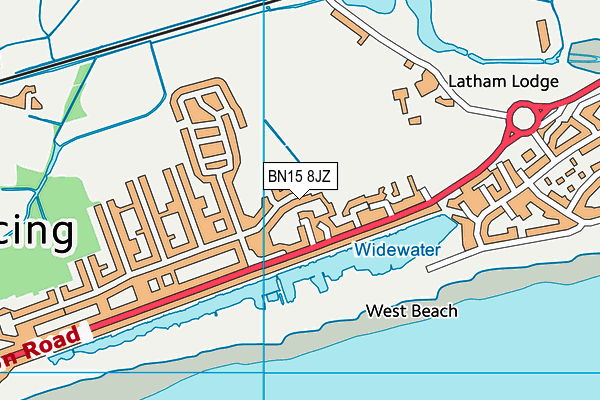 BN15 8JZ map - OS VectorMap District (Ordnance Survey)