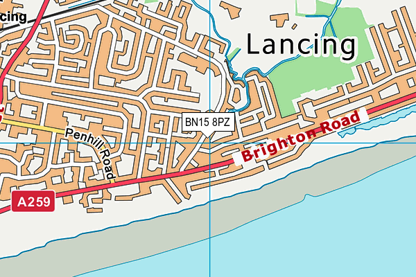 BN15 8PZ map - OS VectorMap District (Ordnance Survey)