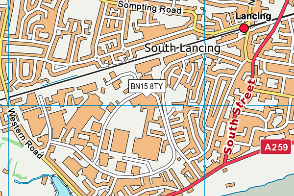 BN15 8TY map - OS VectorMap District (Ordnance Survey)