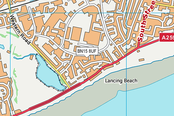 BN15 8UF map - OS VectorMap District (Ordnance Survey)