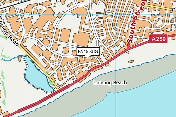 BN15 8UG map - OS VectorMap District (Ordnance Survey)
