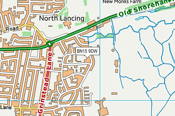 BN15 9DW map - OS VectorMap District (Ordnance Survey)