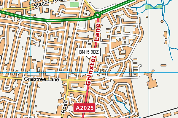 BN15 9DZ map - OS VectorMap District (Ordnance Survey)