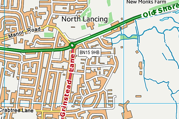 BN15 9HB map - OS VectorMap District (Ordnance Survey)