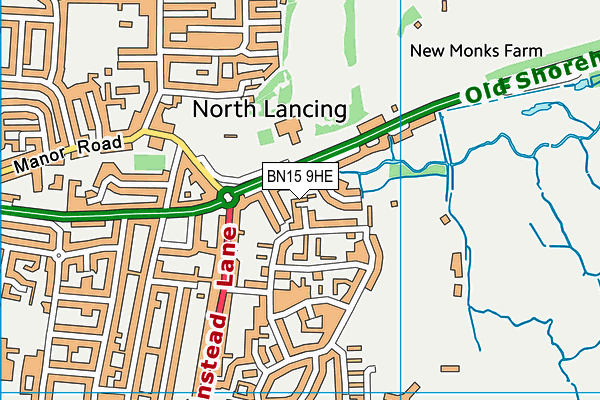 BN15 9HE map - OS VectorMap District (Ordnance Survey)