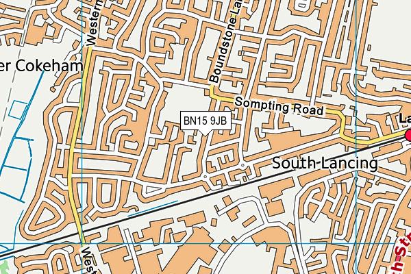BN15 9JB map - OS VectorMap District (Ordnance Survey)