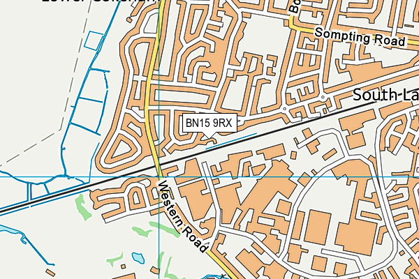 BN15 9RX map - OS VectorMap District (Ordnance Survey)