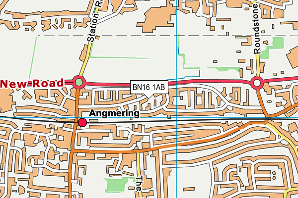 BN16 1AB map - OS VectorMap District (Ordnance Survey)