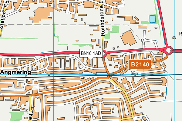 BN16 1AD map - OS VectorMap District (Ordnance Survey)