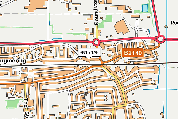 BN16 1AF map - OS VectorMap District (Ordnance Survey)