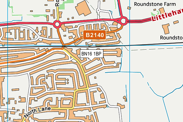 BN16 1BP map - OS VectorMap District (Ordnance Survey)
