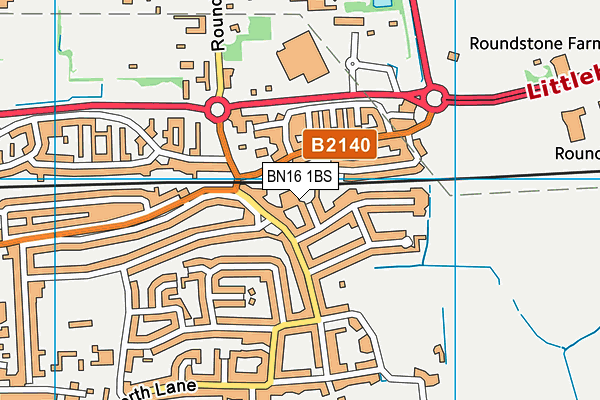 BN16 1BS map - OS VectorMap District (Ordnance Survey)