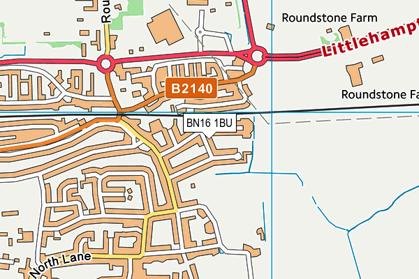 BN16 1BU map - OS VectorMap District (Ordnance Survey)