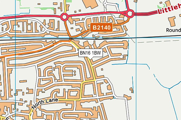 BN16 1BW map - OS VectorMap District (Ordnance Survey)
