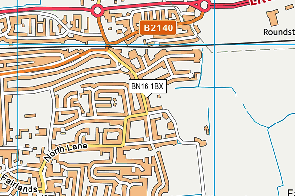 BN16 1BX map - OS VectorMap District (Ordnance Survey)